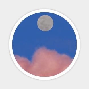 Dreamy moon pink cloud and blue sky Magnet
